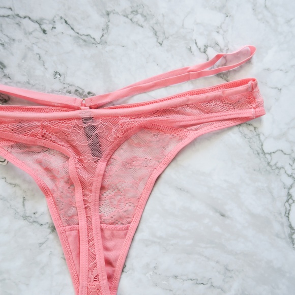 Sexy Pink Lace Thong - Picture 3 of 4
